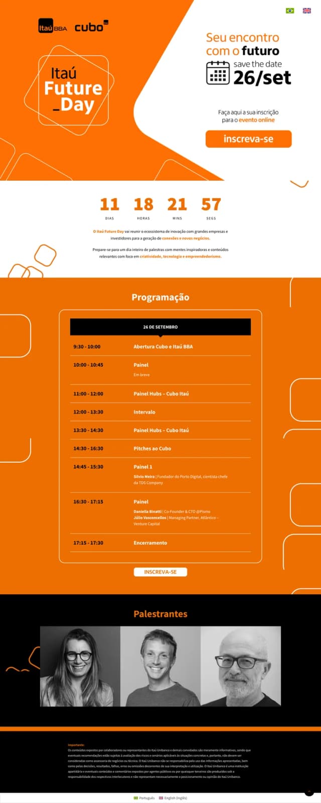 Landing Page multilíngue — Itaú Future Day